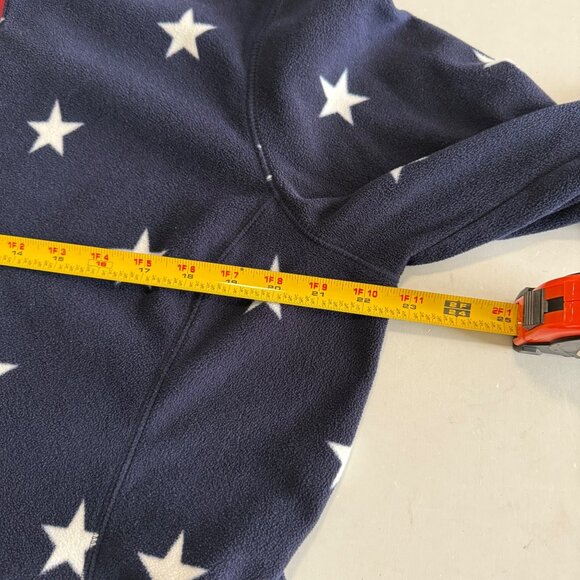 Eddie Bauer Star Print Navy Blue 1/4 Zip Fleece Pullover Sweatshirt Womens sz XL - Picture 8 of 9